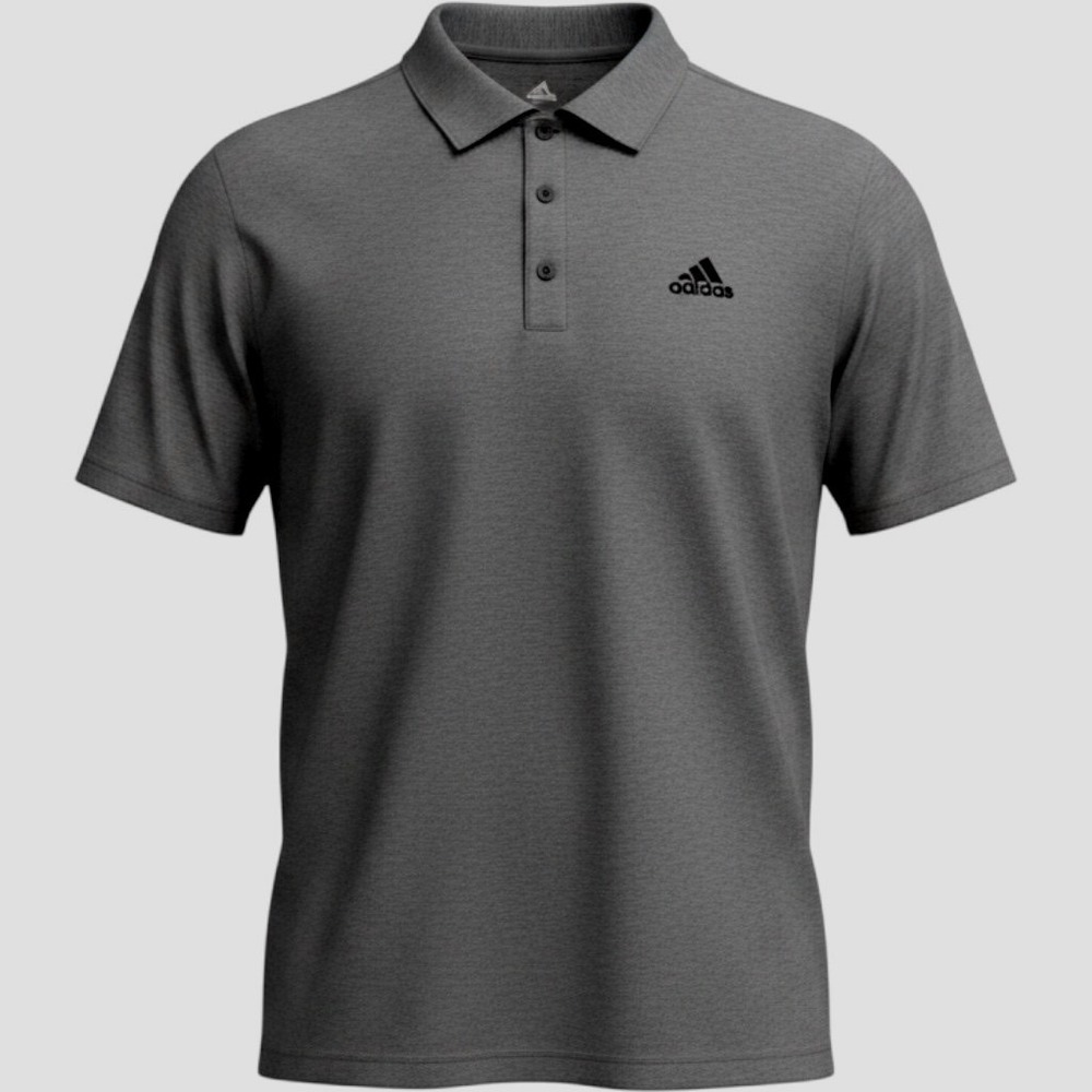 Adidas Mens Heathered Gray Short Sleeve Polo Shirt XL Golf‎ Sweat Wicking Dry